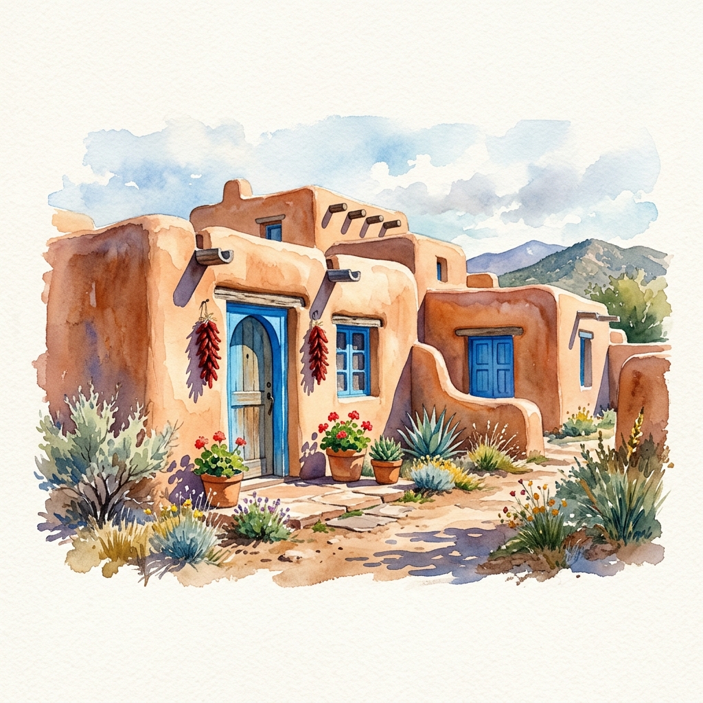Adobe architecture in Taos, New Mexico
